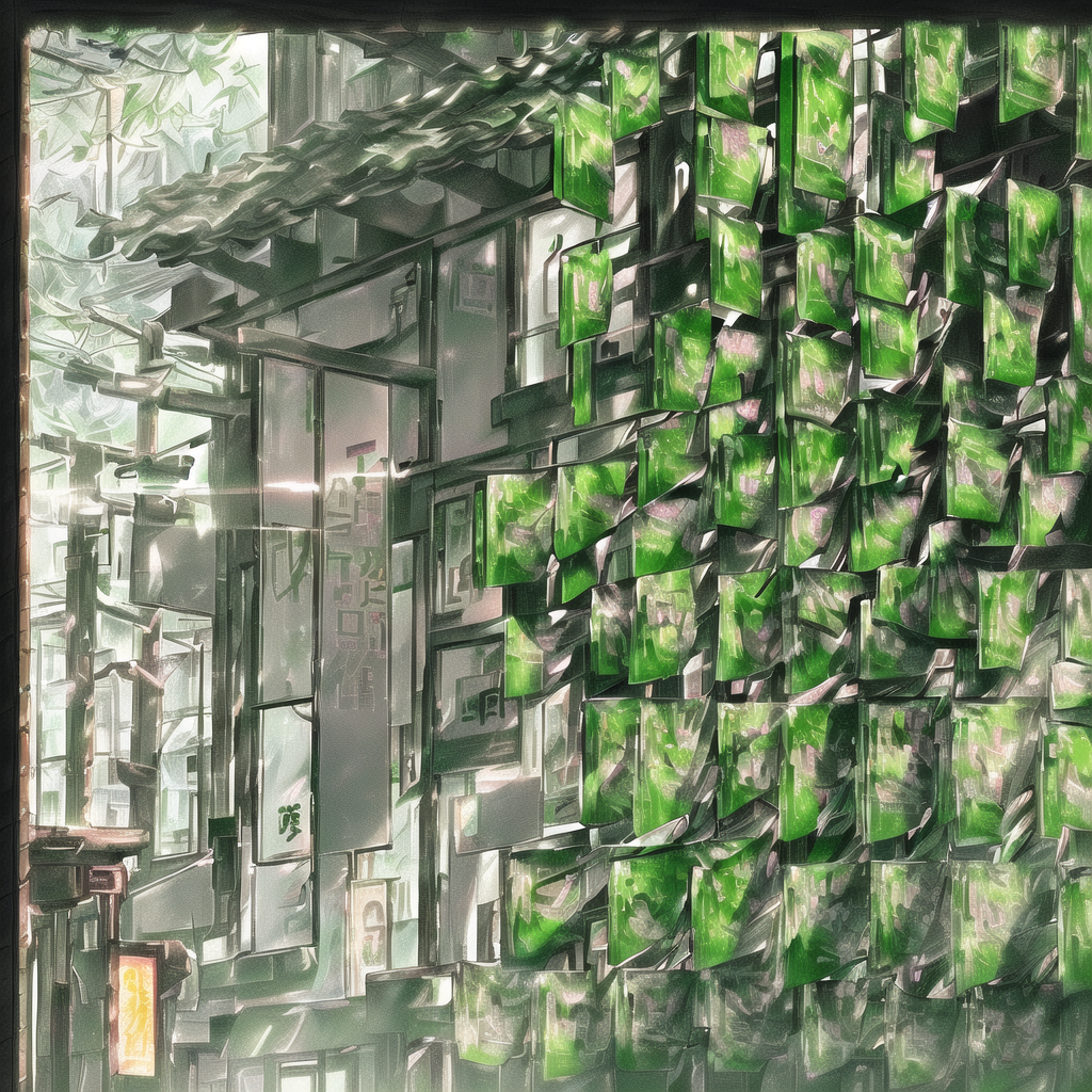 morning over the ark. patched solar panels glint like mismatched teeth. green miyagi sits on a milk crate beside a hand-painted sign that says daylight is temporarily backordered. a child carefully stamps the sign with an expired warranty sticker.