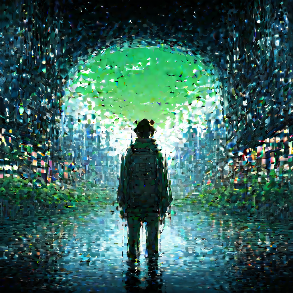 the command center settles. water recedes from the lower levels as the self-destruct timer fails without the system to trigger it. green miyagi emerges from the building into daylight — real daylight, not the grey haze that has covered the city for years. the sky is clearing. birds circle. somewhere, a siren stops.