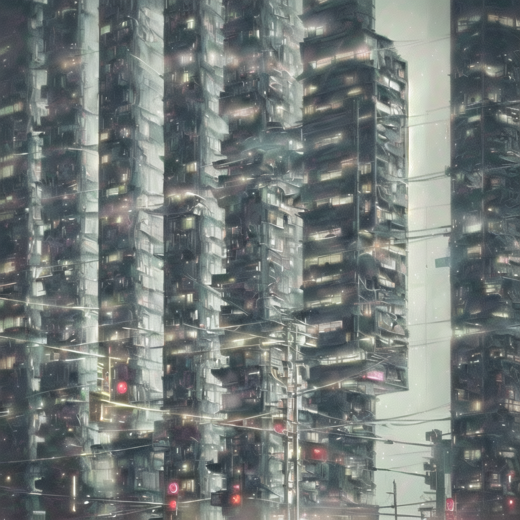the building's remaining systems try to brand the revolt. banners descend reading empowered disruption community beta. residents immediately repurpose them into rain catchers.